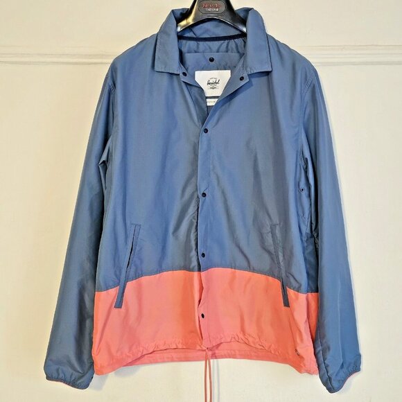 Herschel Supply Co. Voyage Coach Packable Jacket Windbreaker sz Large L Blue - Picture 1 of 12